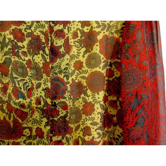 Hanley Mellon 100% Silk 6 Blouse Gold Multi Floral Boho Semi Sheer S Tunic Mint! - Picture 8 of 11